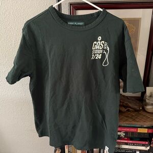Free Planet Men's Dark Green Gas Station Tee